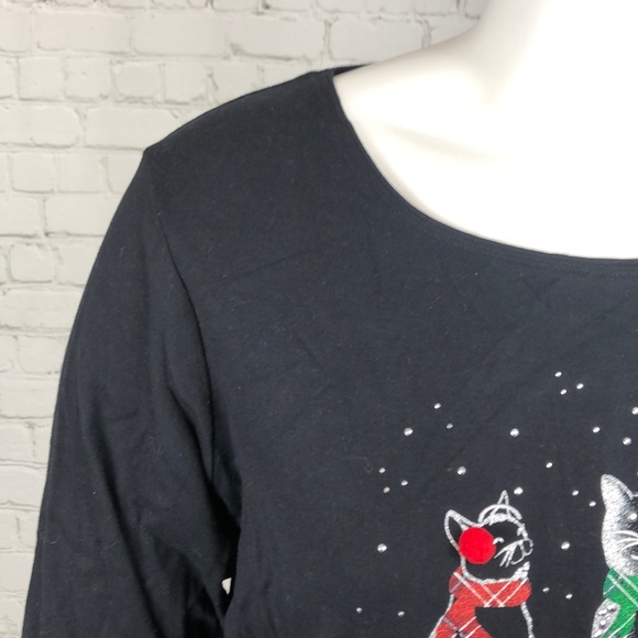 Snowman Cat Christmas Holiday Xmas Top Plus Size 1X - Picture 5 of 6